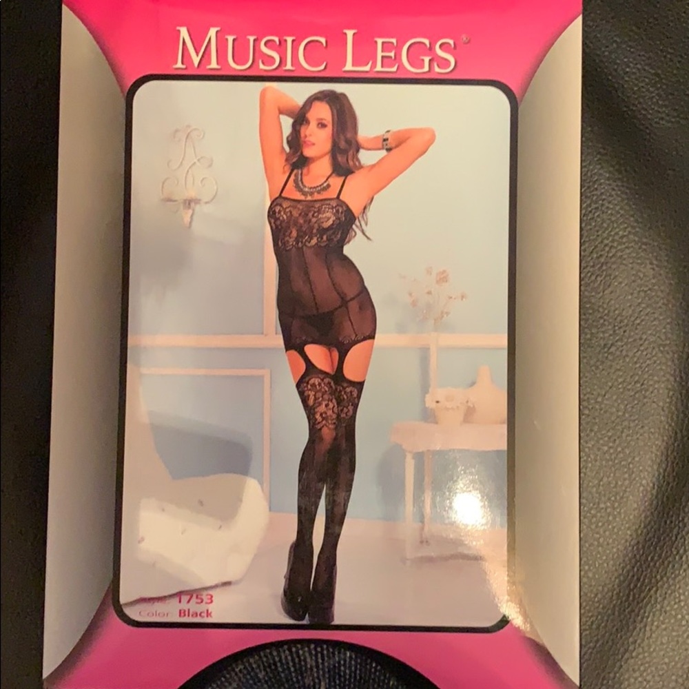 Black lace and mash body stocking